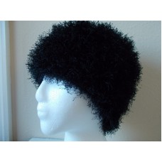 Hand knitted elegant and fuzzy beanie/hat  black  eb-18470697
